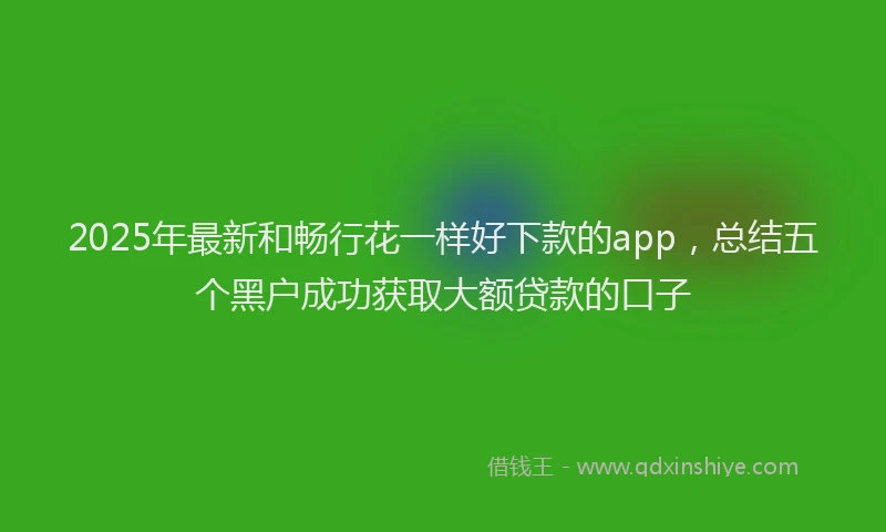 2025年最新和畅行花一样好下款的app，总结五个黑户成功获取大额贷款的口子