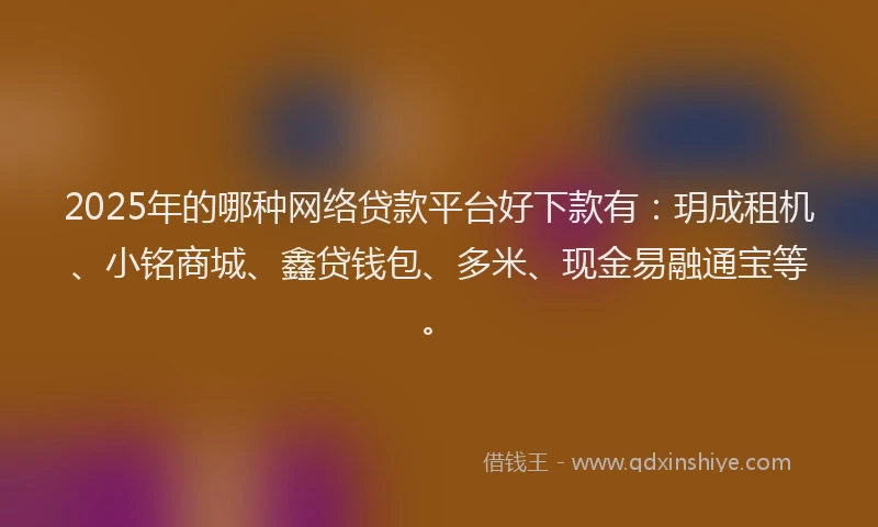 2025年的哪种网络贷款平台好下款有：玥成租机、小铭商城、鑫贷钱包、多米、现金易融通宝等。
