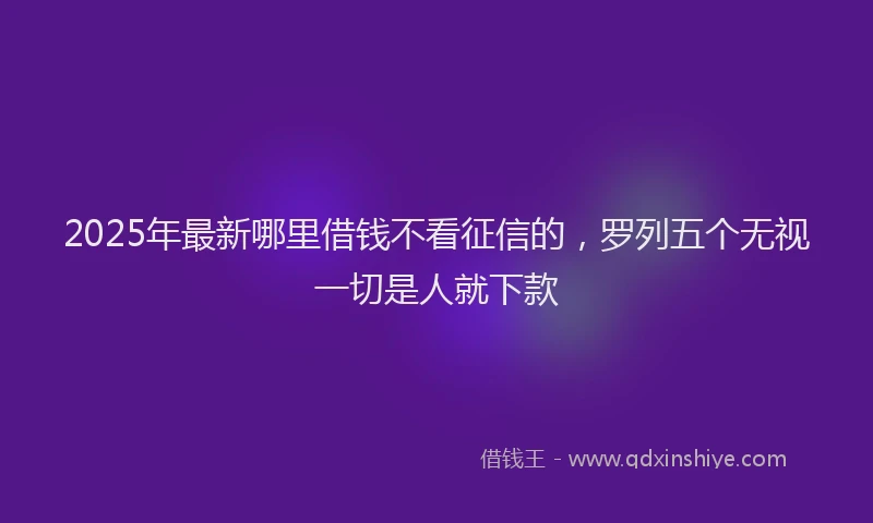 2025年最新哪里借钱不看征信的，罗列五个无视一切是人就下款