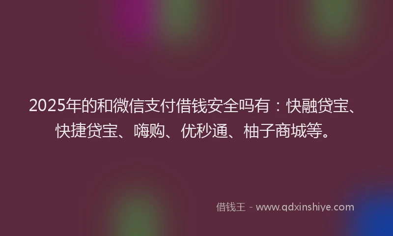 2025年的和微信支付借钱安全吗有：快融贷宝、快捷贷宝、嗨购、优秒通、柚子商城等。