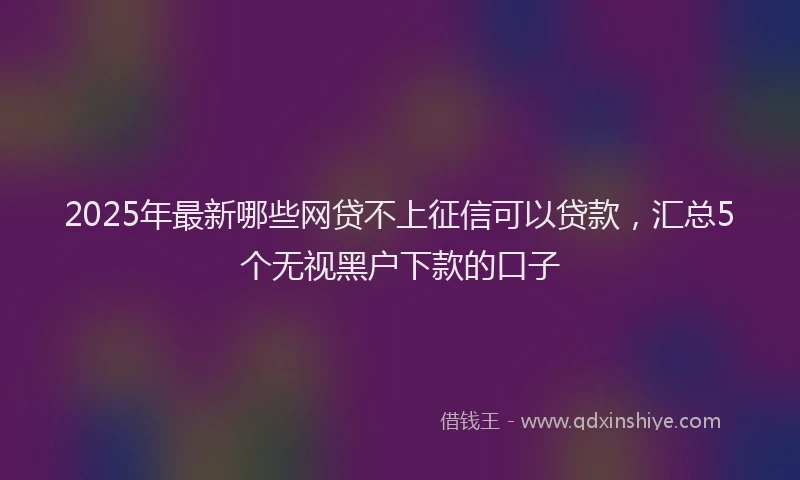 2025年最新哪些网贷不上征信可以贷款，汇总5个无视黑户下款的口子