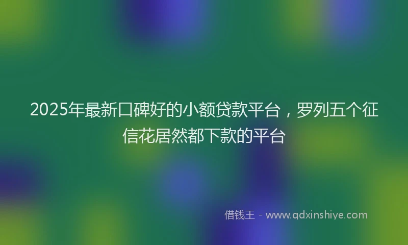 2025年最新口碑好的小额贷款平台，罗列五个征信花居然都下款的平台