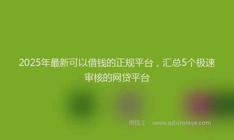 2025年最新可以借钱的正规平台，汇总5个极速审核的网贷平台