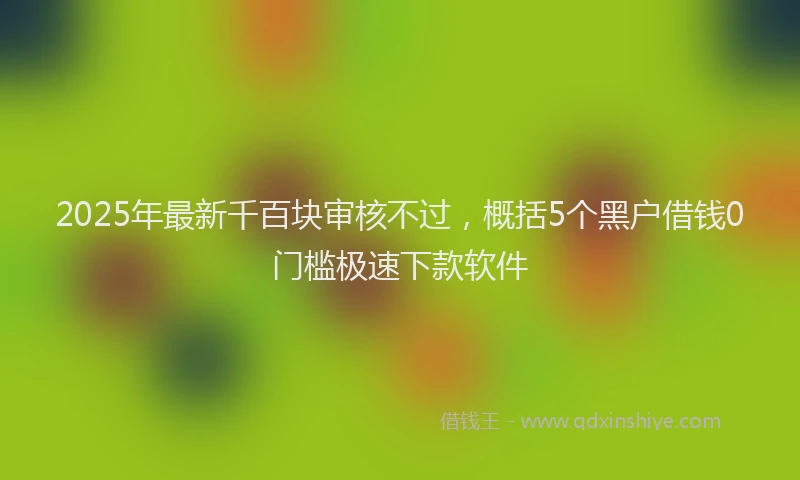 2025年最新千百块审核不过，概括5个黑户借钱0门槛极速下款软件