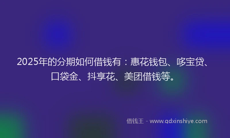 2025年的分期如何借钱有：惠花钱包、哆宝贷、口袋金、抖享花、美团借钱等。