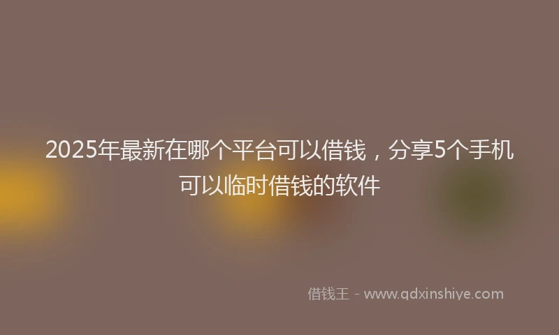 2025年最新在哪个平台可以借钱，分享5个手机可以临时借钱的软件