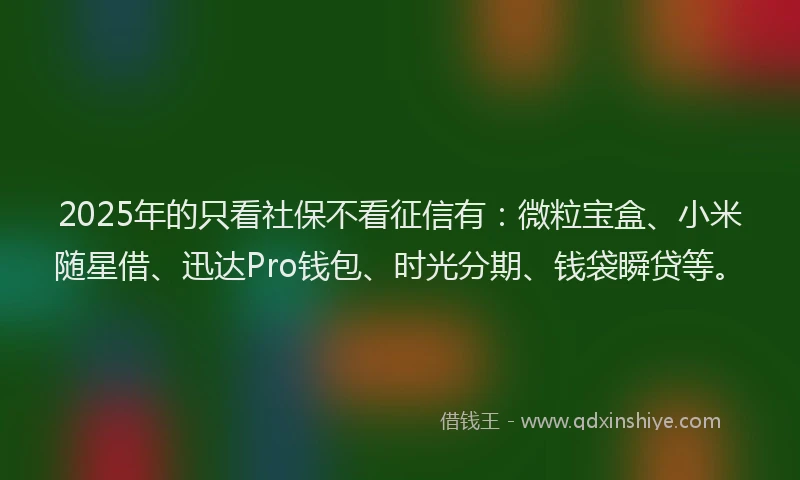 2025年的只看社保不看征信有：微粒宝盒、小米随星借、迅达Pro钱包、时光分期、钱袋瞬贷等。