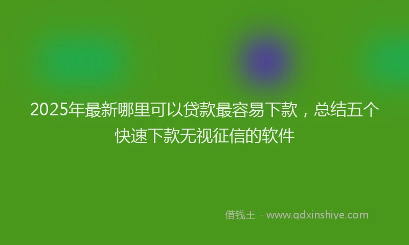 2025年最新哪里可以贷款最容易下款，总结五个快速下款无视征信的软件