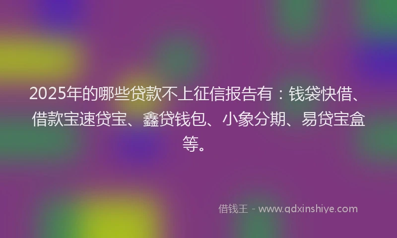 2025年的哪些贷款不上征信报告有：钱袋快借、借款宝速贷宝、鑫贷钱包、小象分期、易贷宝盒等。