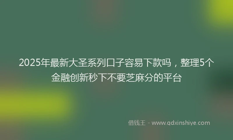 2025年最新大圣系列口子容易下款吗，整理5个金融创新秒下不要芝麻分的平台