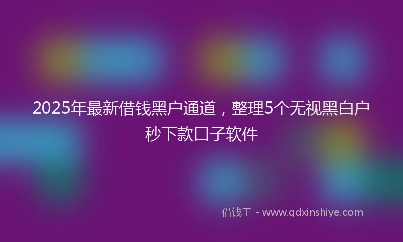 2025年最新借钱黑户通道，整理5个无视黑白户秒下款口子软件
