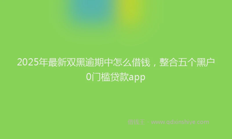 2025年最新双黑逾期中怎么借钱，整合五个黑户0门槛贷款app