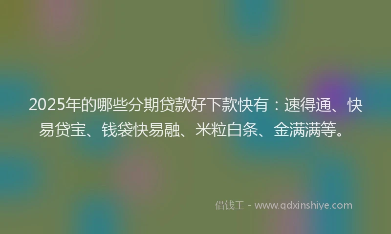 2025年的哪些分期贷款好下款快有：速得通、快易贷宝、钱袋快易融、米粒白条、金满满等。