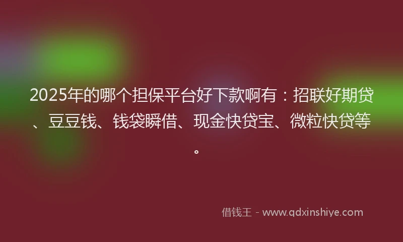 2025年的哪个担保平台好下款啊有：招联好期贷、豆豆钱、钱袋瞬借、现金快贷宝、微粒快贷等。