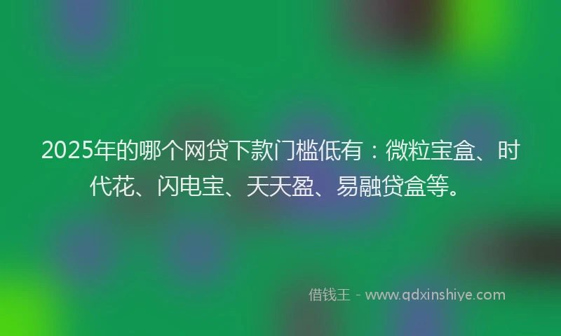 2025年的哪个网贷下款门槛低有：微粒宝盒、时代花、闪电宝、天天盈、易融贷盒等。