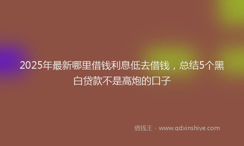 2025年最新哪里借钱利息低去借钱，总结5个黑白贷款不是高炮的口子
