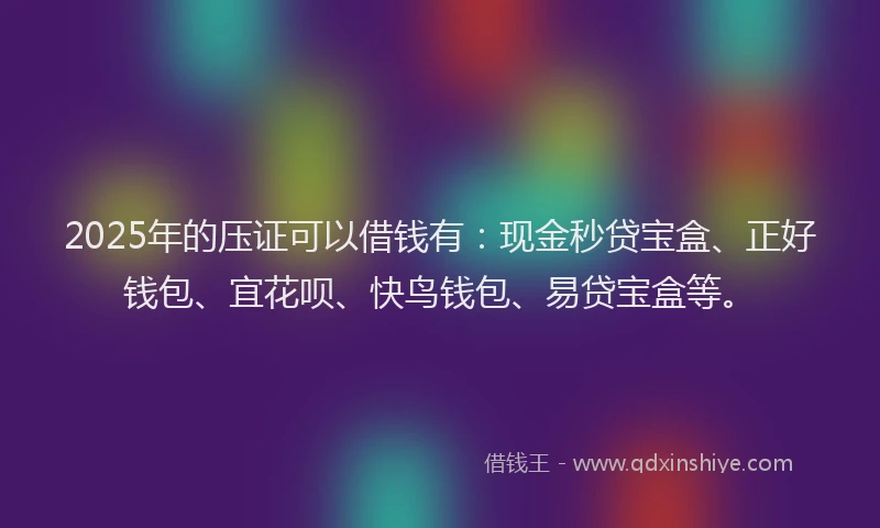 2025年的压证可以借钱有：现金秒贷宝盒、正好钱包、宜花呗、快鸟钱包、易贷宝盒等。