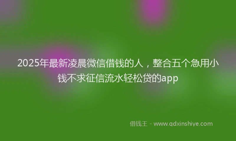 2025年最新凌晨微信借钱的人，整合五个急用小钱不求征信流水轻松贷的app