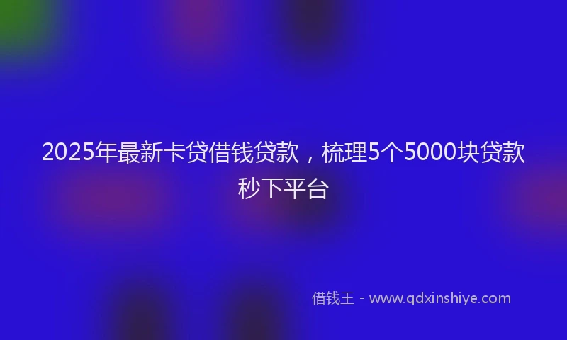 2025年最新卡贷借钱贷款，梳理5个5000块贷款秒下平台