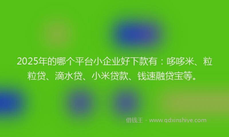 2025年的哪个平台小企业好下款有：哆哆米、粒粒贷、滴水贷、小米贷款、钱速融贷宝等。