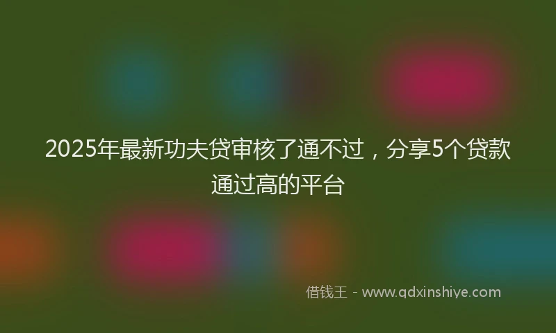 2025年最新功夫贷审核了通不过，分享5个贷款通过高的平台