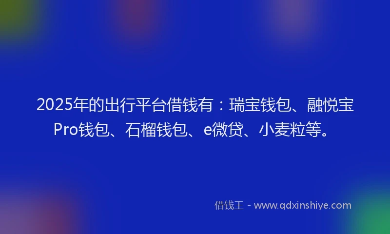 2025年的出行平台借钱有：瑞宝钱包、融悦宝Pro钱包、石榴钱包、e微贷、小麦粒等。