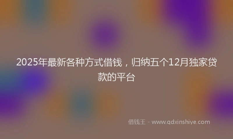 2025年最新各种方式借钱，归纳五个12月独家贷款的平台