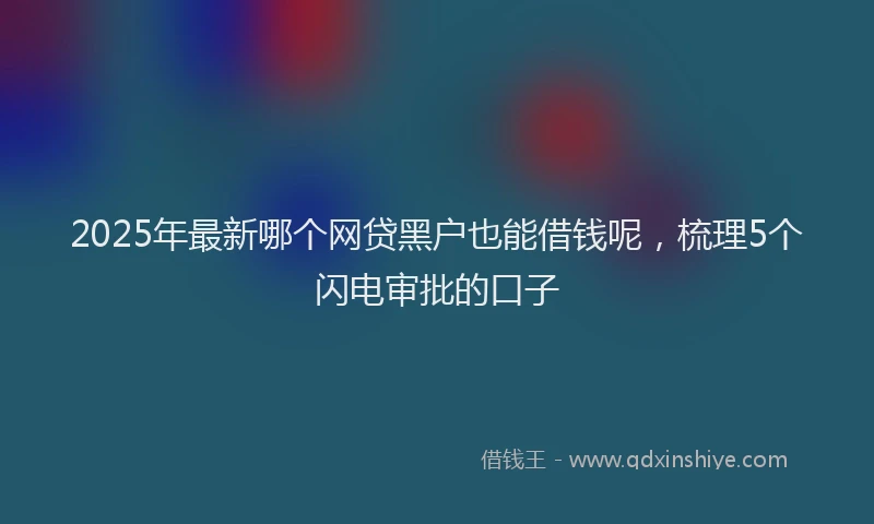 2025年最新哪个网贷黑户也能借钱呢，梳理5个闪电审批的口子