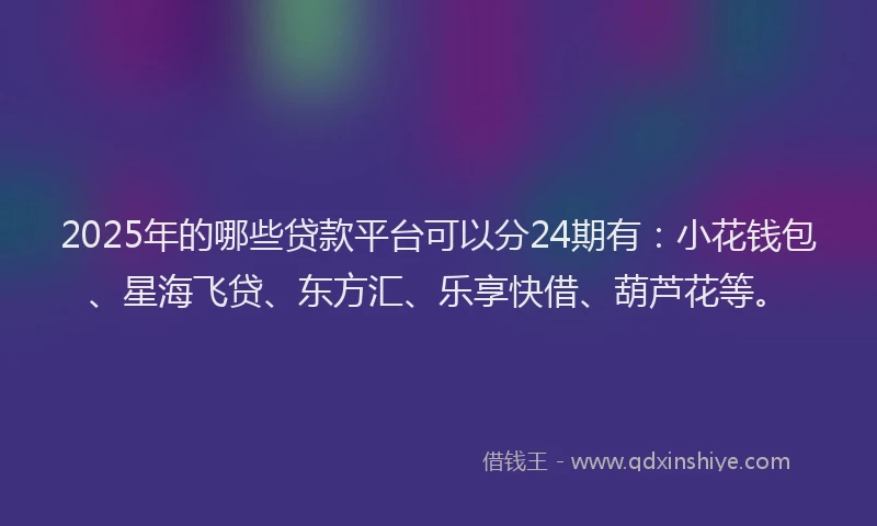 2025年的哪些贷款平台可以分24期有：小花钱包、星海飞贷、东方汇、乐享快借、葫芦花等。