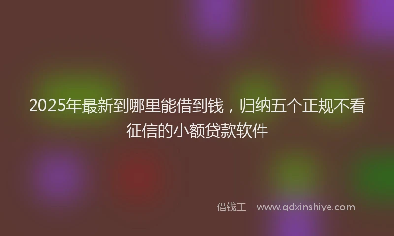 2025年最新到哪里能借到钱，归纳五个正规不看征信的小额贷款软件