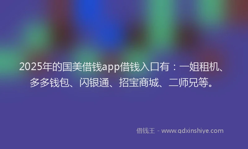 2025年的国美借钱app借钱入口有：一姐租机、多多钱包、闪银通、招宝商城、二师兄等。
