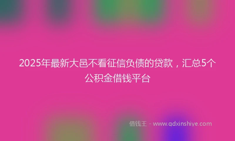 2025年最新大邑不看征信负债的贷款，汇总5个公积金借钱平台