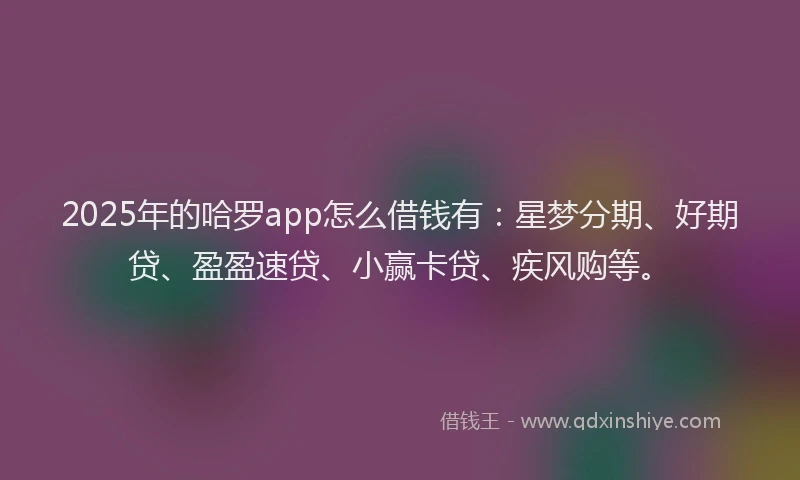 2025年的哈罗app怎么借钱有：星梦分期、好期贷、盈盈速贷、小赢卡贷、疾风购等。