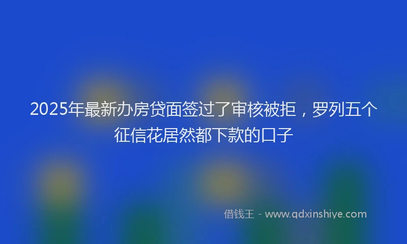 2025年最新办房贷面签过了审核被拒，罗列五个征信花居然都下款的口子