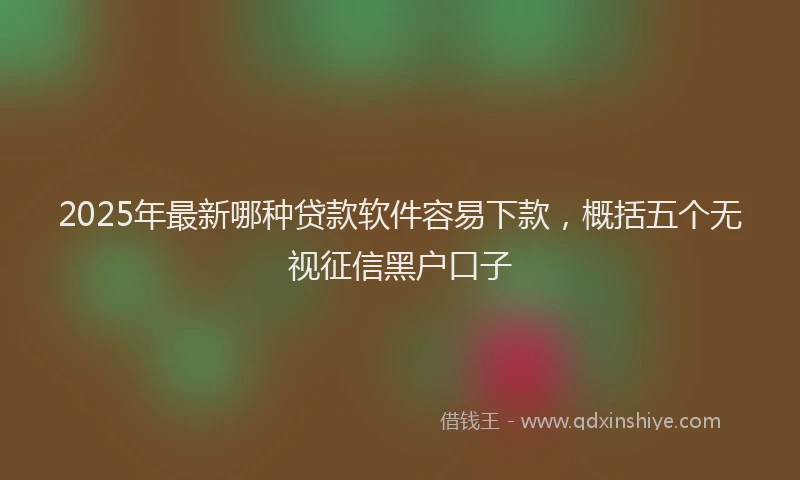 2025年最新哪种贷款软件容易下款，概括五个无视征信黑户口子
