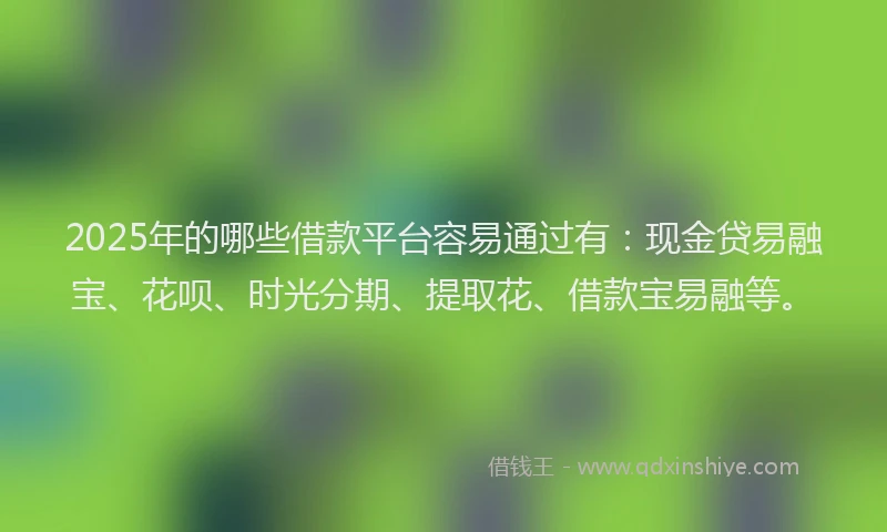 2025年的哪些借款平台容易通过有：现金贷易融宝、花呗、时光分期、提取花、借款宝易融等。
