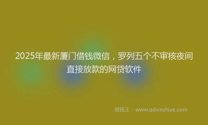2025年最新厦门借钱微信，罗列五个不审核夜间直接放款的网贷软件