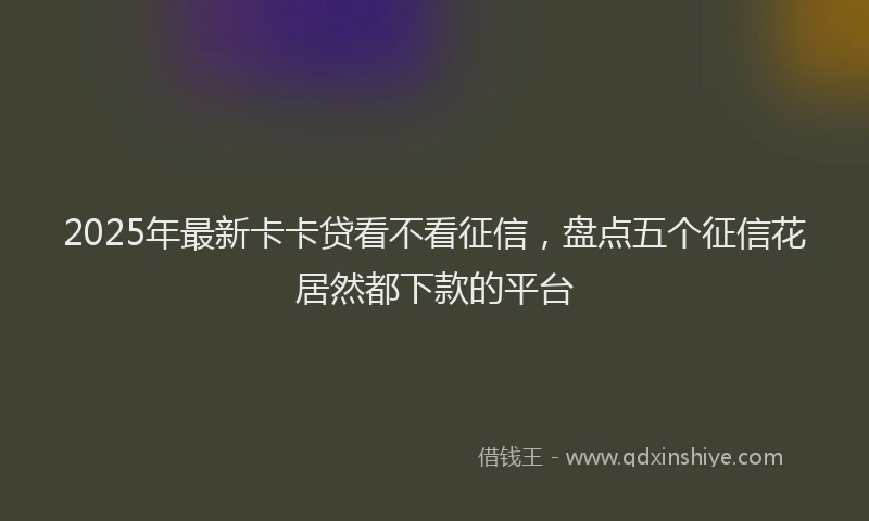 2025年最新卡卡贷看不看征信，盘点五个征信花居然都下款的平台
