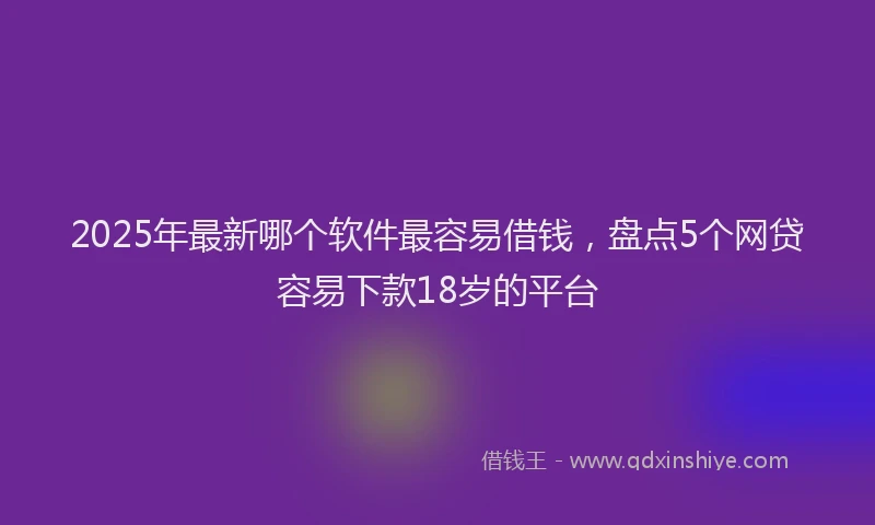 2025年最新哪个软件最容易借钱，盘点5个网贷容易下款18岁的平台
