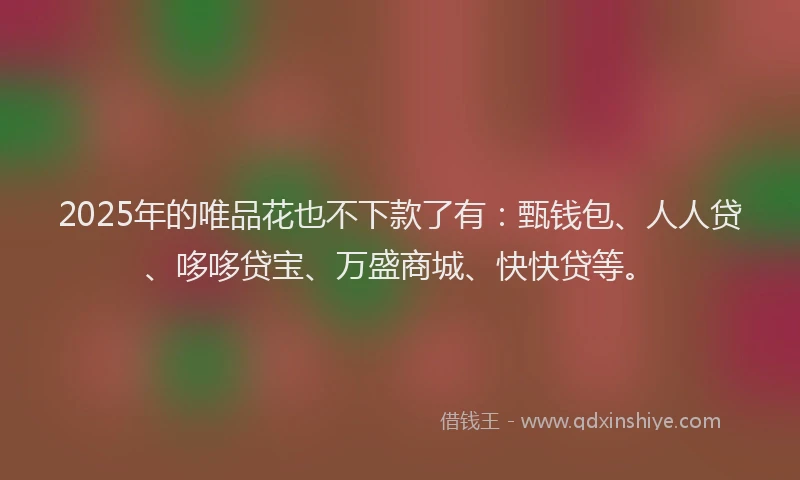 2025年的唯品花也不下款了有：甄钱包、人人贷、哆哆贷宝、万盛商城、快快贷等。