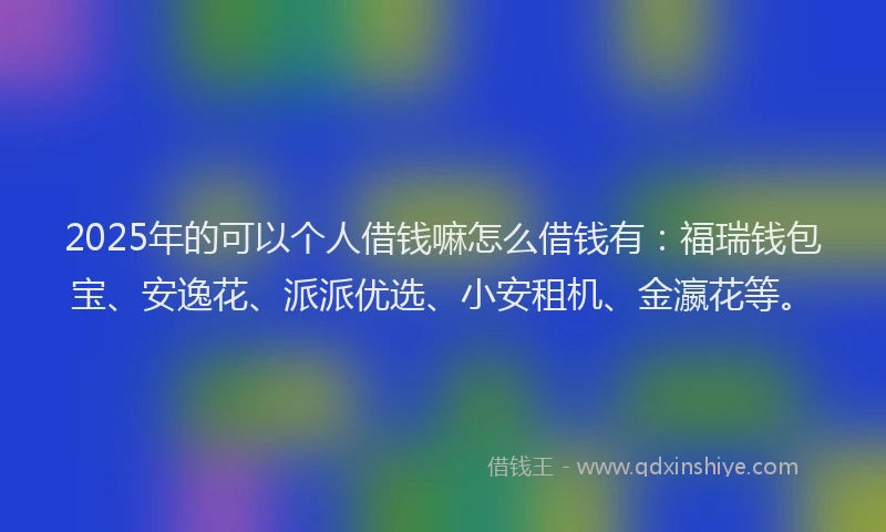 2025年的可以个人借钱嘛怎么借钱有：福瑞钱包宝、安逸花、派派优选、小安租机、金瀛花等。