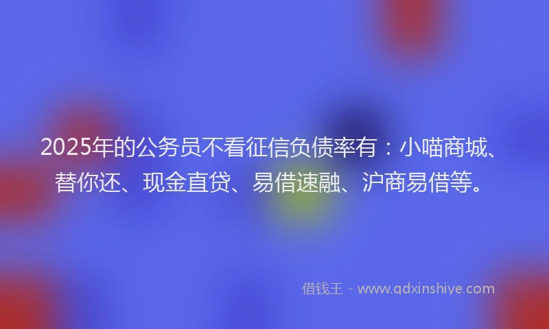 2025年的公务员不看征信负债率有：小喵商城、替你还、现金直贷、易借速融、沪商易借等。