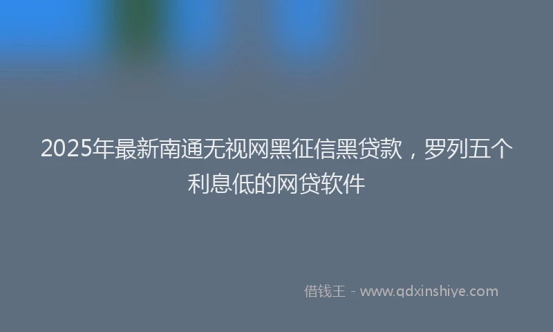 2025年最新南通无视网黑征信黑贷款，罗列五个利息低的网贷软件