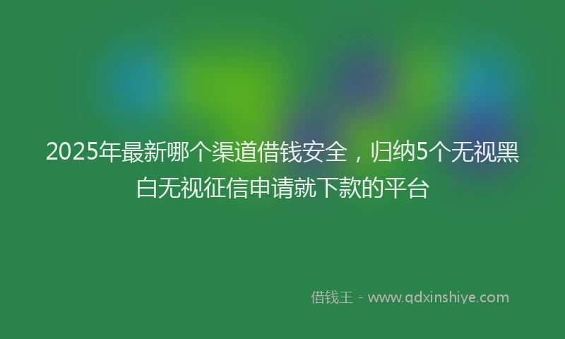 2025年最新哪个渠道借钱安全，归纳5个无视黑白无视征信申请就下款的平台