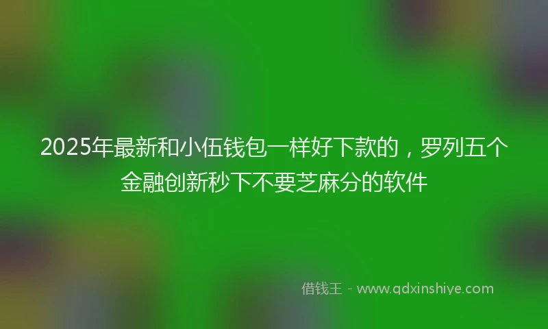 2025年最新和小伍钱包一样好下款的，罗列五个金融创新秒下不要芝麻分的软件