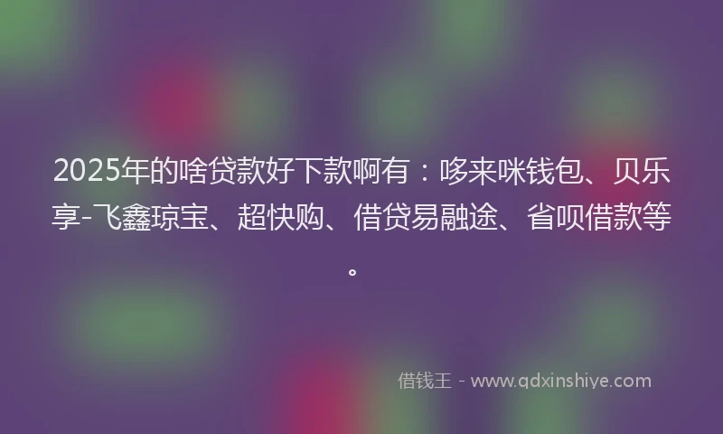 2025年的啥贷款好下款啊有：哆来咪钱包、贝乐享-飞鑫琼宝、超快购、借贷易融途、省呗借款等。