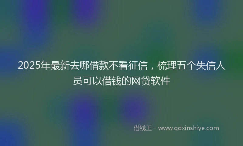 2025年最新去哪借款不看征信，梳理五个失信人员可以借钱的网贷软件
