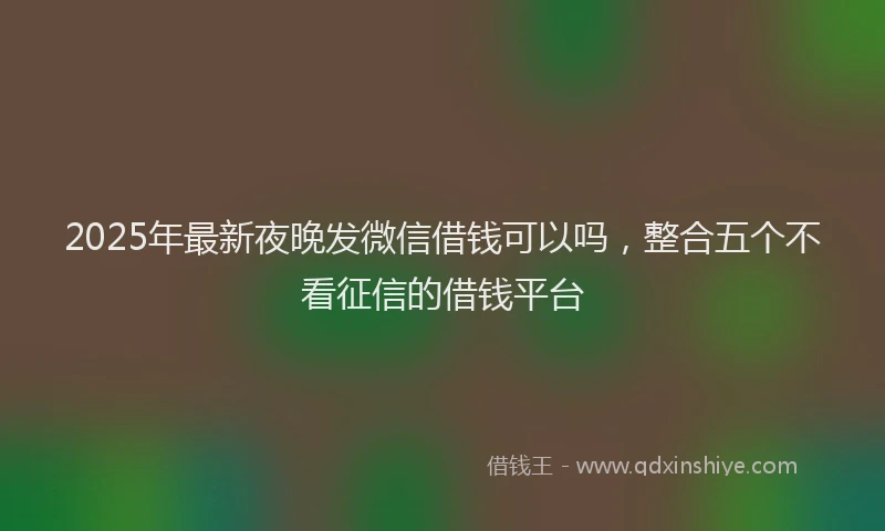 2025年最新夜晚发微信借钱可以吗，整合五个不看征信的借钱平台