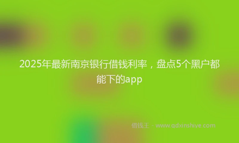 2025年最新南京银行借钱利率，盘点5个黑户都能下的app