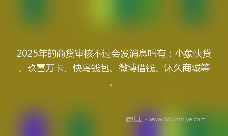 2025年的商贷审核不过会发消息吗有：小象快贷、玖富万卡、快鸟钱包、微博借钱、沐久商城等。